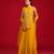 Yellow embroidered crepe sharara set