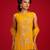 Yellow embroidered crepe sharara set