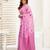 Light pink linen ethnic motifs printed ready to wear saree