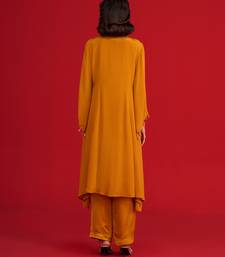 Orange embroidered crepe kurta set