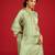 Green embroidered satin kurta set