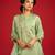 Green embroidered satin kurta set