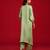 Green embroidered satin kurta set