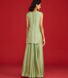 Green embroidered silk sharara set