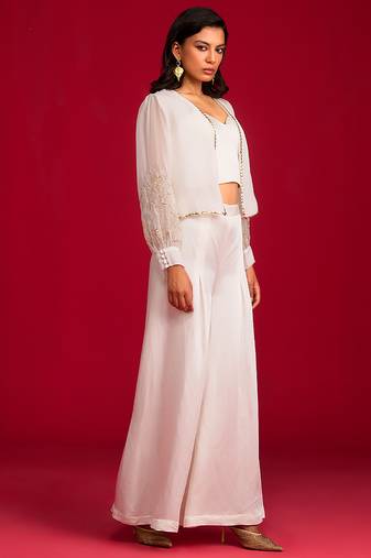 Ivory satin co ord set with Jacket