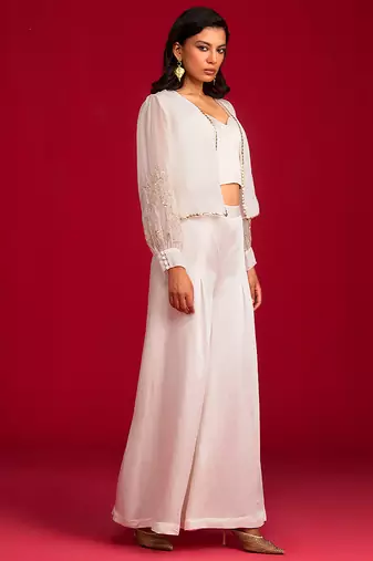 Ivory satin co ord set with Jacket