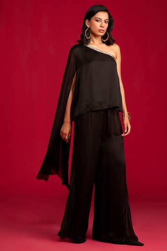 Black satin co ord set