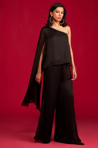 Black satin co ord set