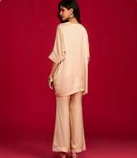 Beige embroidered satin kurta set