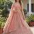 peach dori embroidered work net lehenga set choli with dupatta