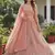 peach dori embroidered work net lehenga set choli with dupatta