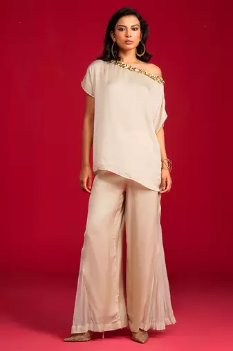 Ivory satin co ord set