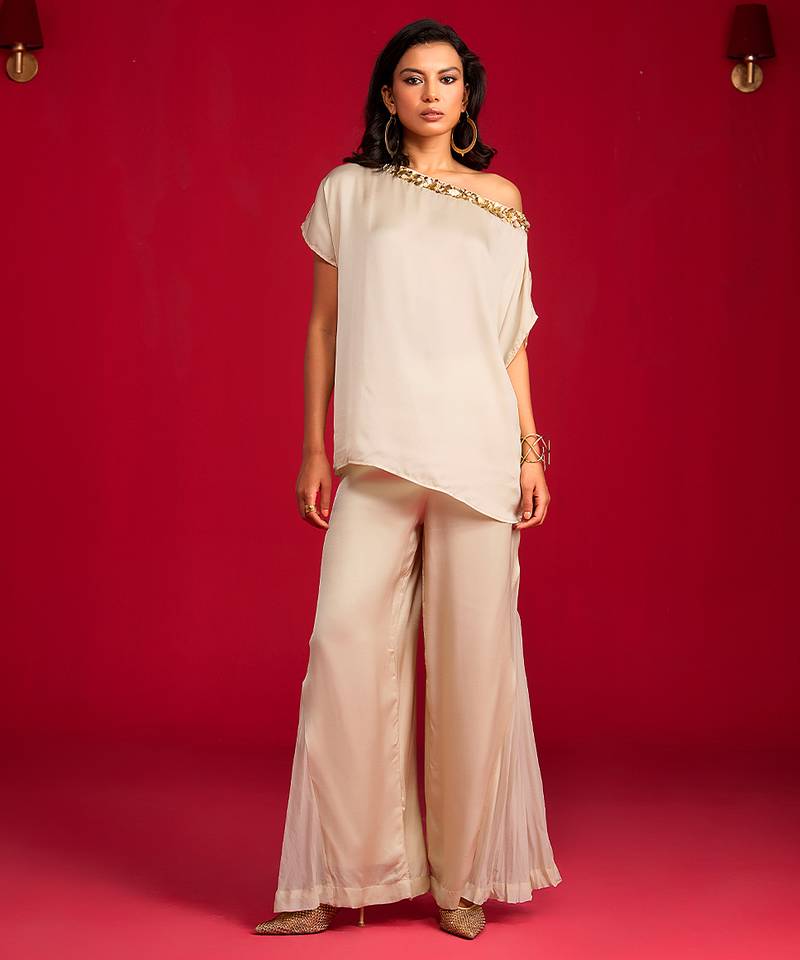 Ivory satin co ord set