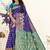 	Blue Banarasi Silk Blend Saree With Blouse