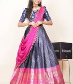 Navy Embroidered Taffeta lehenga choli