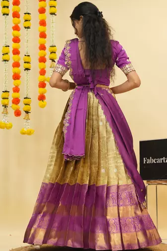 Purple Embroidered Taffeta lehenga choli