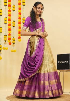 Purple Embroidered Taffeta lehenga choli 4