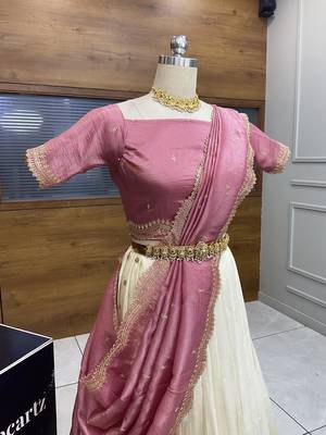 Rose Gold Embroidered Art Silk lehenga choli 3