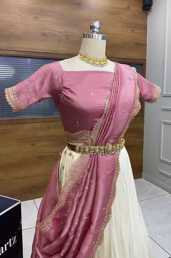 Rose Gold Embroidered Art Silk lehenga choli