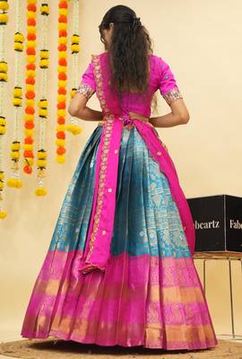 Blue Embroidered Taffeta lehenga choli 2