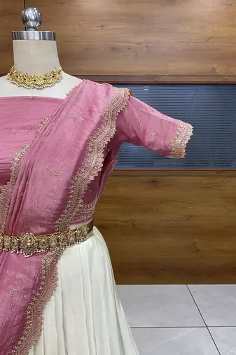 Rose Gold Embroidered Art Silk lehenga choli
