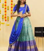 Blue Embroidered Taffeta lehenga choli