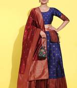 Navy Embroidered Art Silk lehenga choli