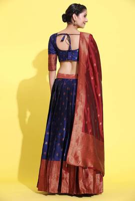 Navy Embroidered Art Silk lehenga choli 2