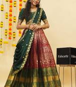 Maroon Embroidered Taffeta lehenga choli
