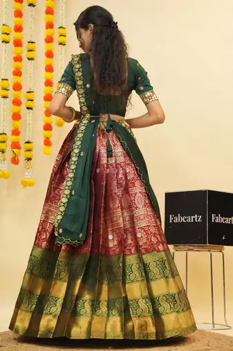 Maroon Embroidered Taffeta lehenga choli