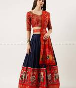 Navy Embroidered Art Silk lehenga choli