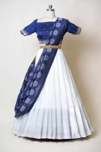 Navy Embroidered Art Silk lehenga choli