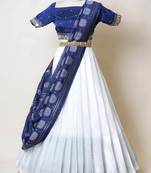 Navy Embroidered Art Silk lehenga choli