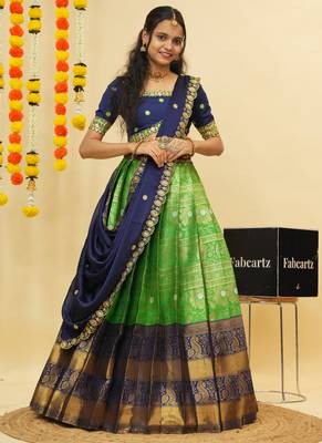 Green Embroidered Taffeta lehenga choli 1
