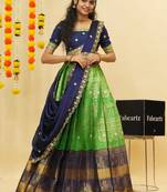 Green Embroidered Taffeta lehenga choli