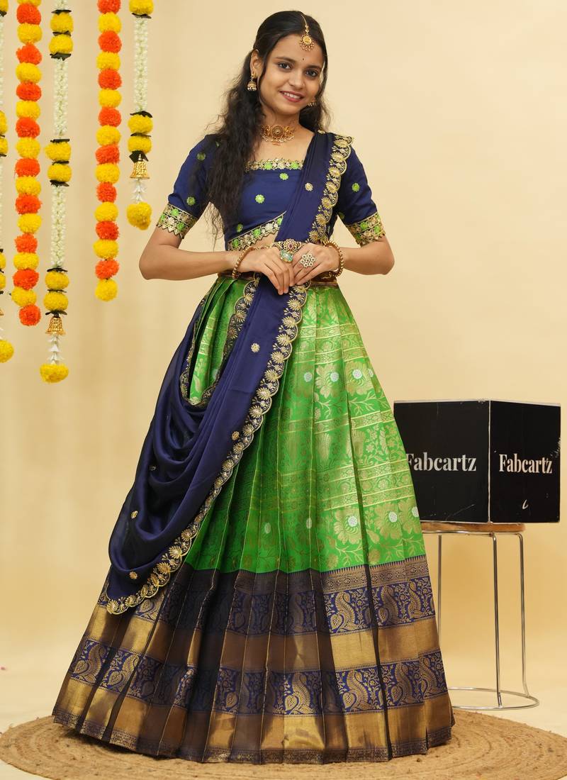 Green Embroidered Taffeta lehenga choli