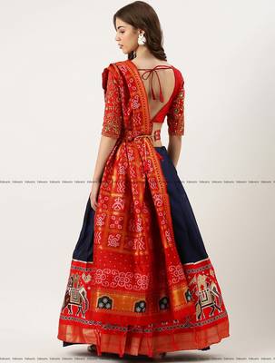 Navy Embroidered Art Silk lehenga choli 2
