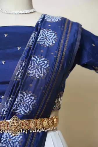 Navy Embroidered Art Silk lehenga choli