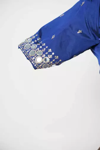 Navy Embroidered Art Silk lehenga choli