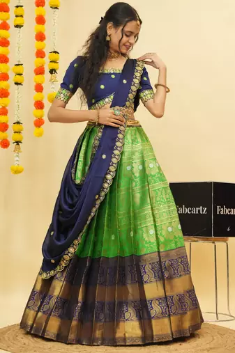 Green Embroidered Taffeta lehenga choli