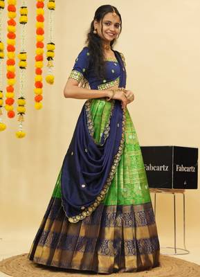 Green Embroidered Taffeta lehenga choli 4