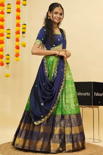 Green Embroidered Taffeta lehenga choli