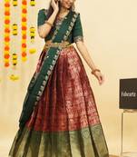 Maroon Embroidered Satin lehenga choli