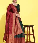 Green Embroidered Art Silk lehenga choli