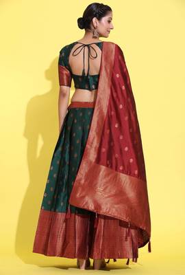 Green Embroidered Art Silk lehenga choli 2