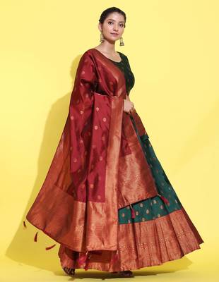 Green Embroidered Art Silk lehenga choli 4