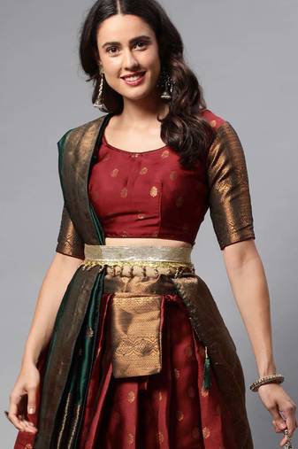 Maroon Embroidered Art Silk lehenga choli