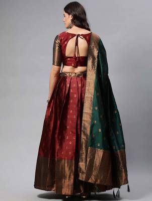 Maroon Embroidered Art Silk lehenga choli 2