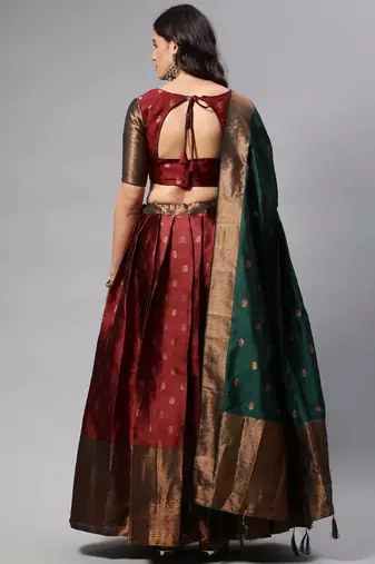 Maroon Embroidered Art Silk lehenga choli