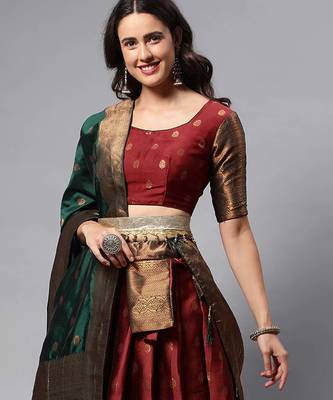 Maroon Embroidered Art Silk lehenga choli 3